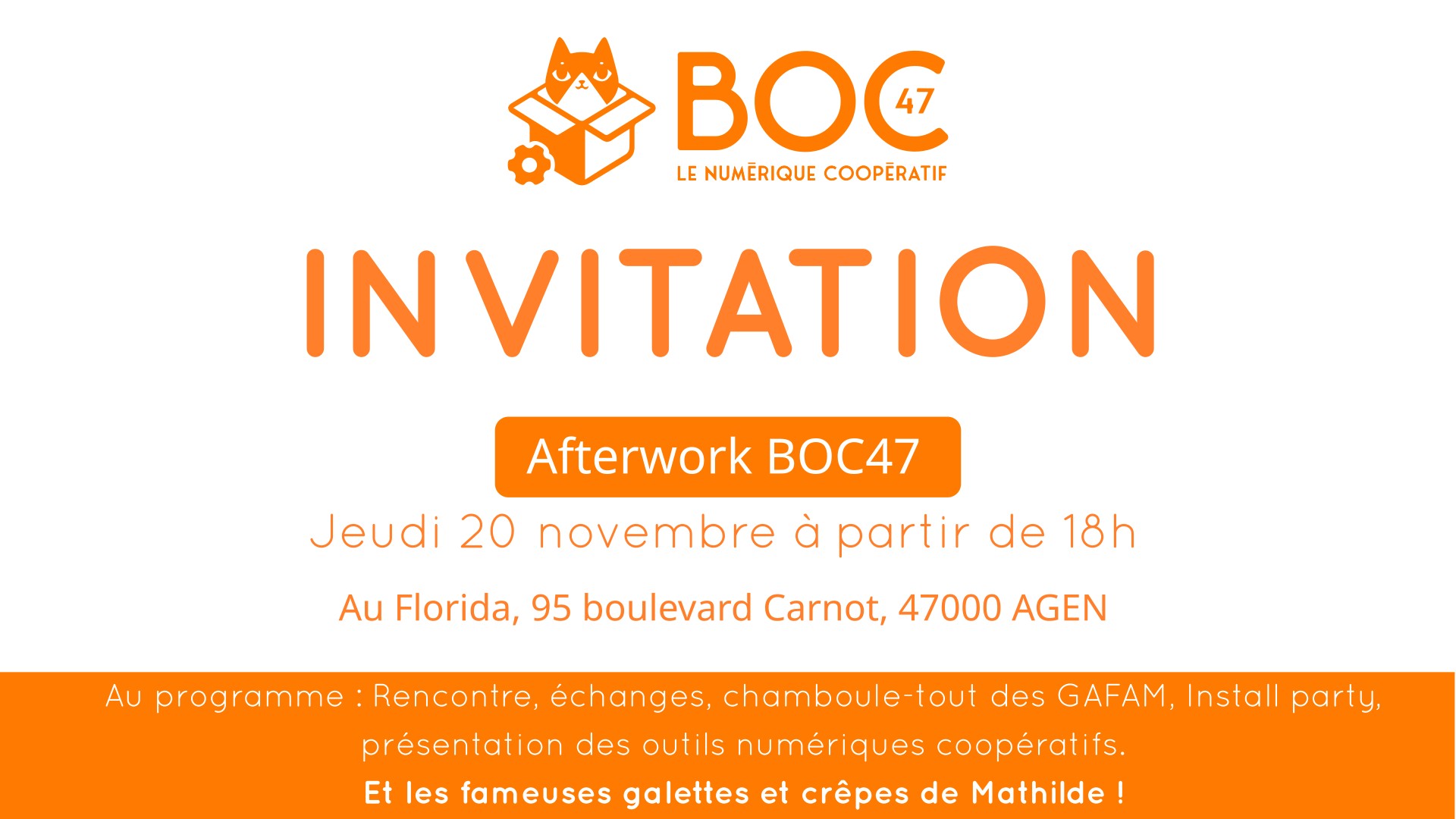 Carton d'invitation pour le 20 novembre